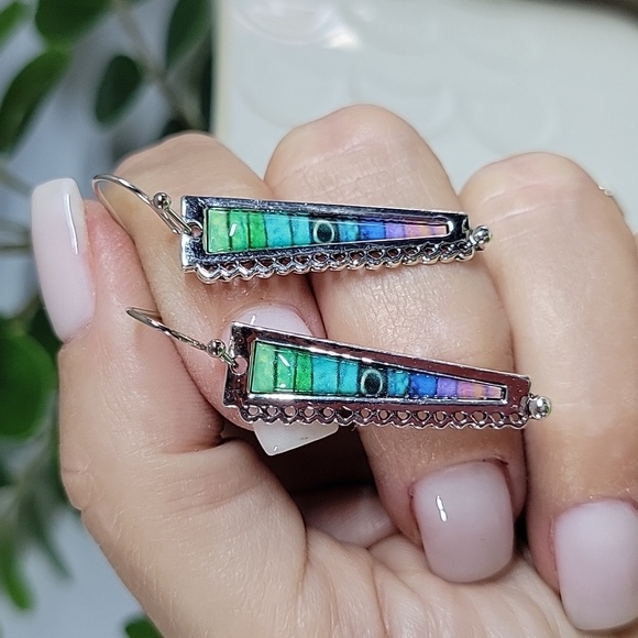 Stacked Gradient Drop Earrings, S925 - Picture 3 of 4